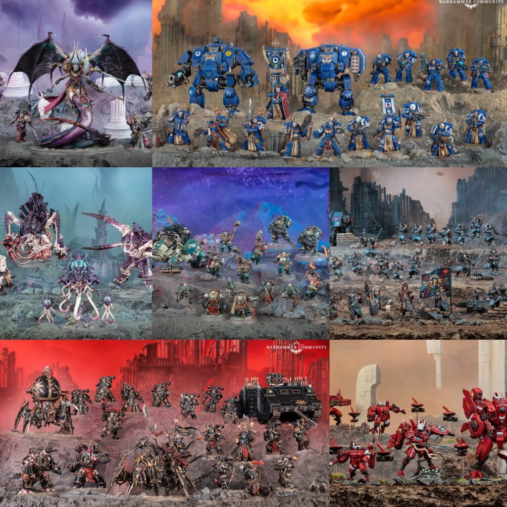 2025 Battleforces announced: 7 new boxes for Emperor’s Children, Leagues of Votann, Tyranids, T’au, Space Marines, Death Korps of Krieg, and Chaos Space Marines.