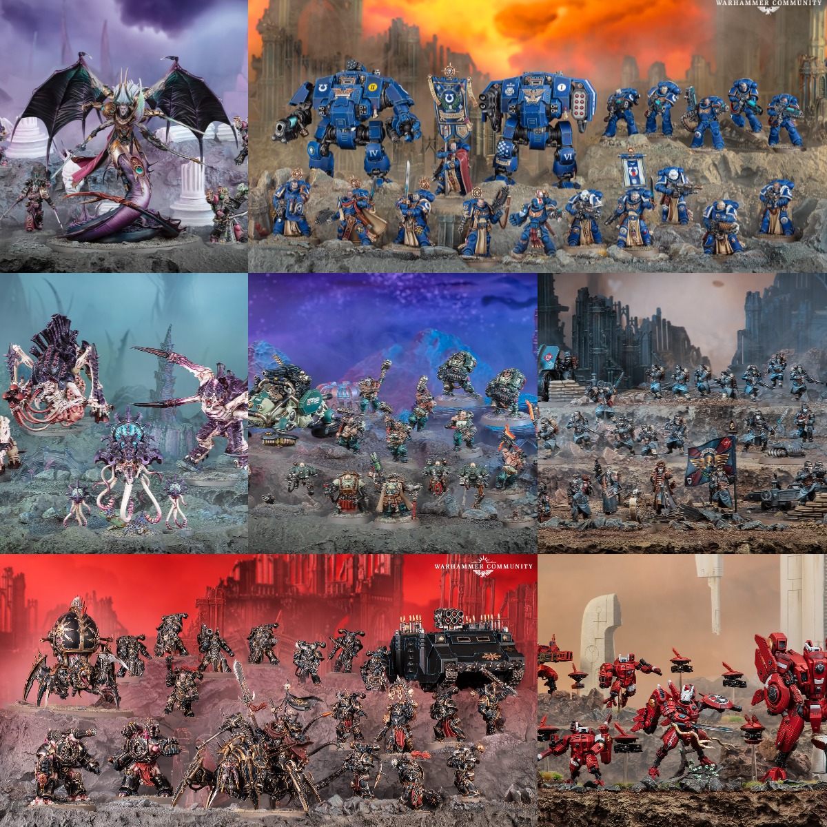 2025 Battleforces announced: 7 new boxes for Emperor’s Children, Leagues of Votann, Tyranids, T’au, Space Marines, Death Korps of Krieg, and Chaos Space Marines.