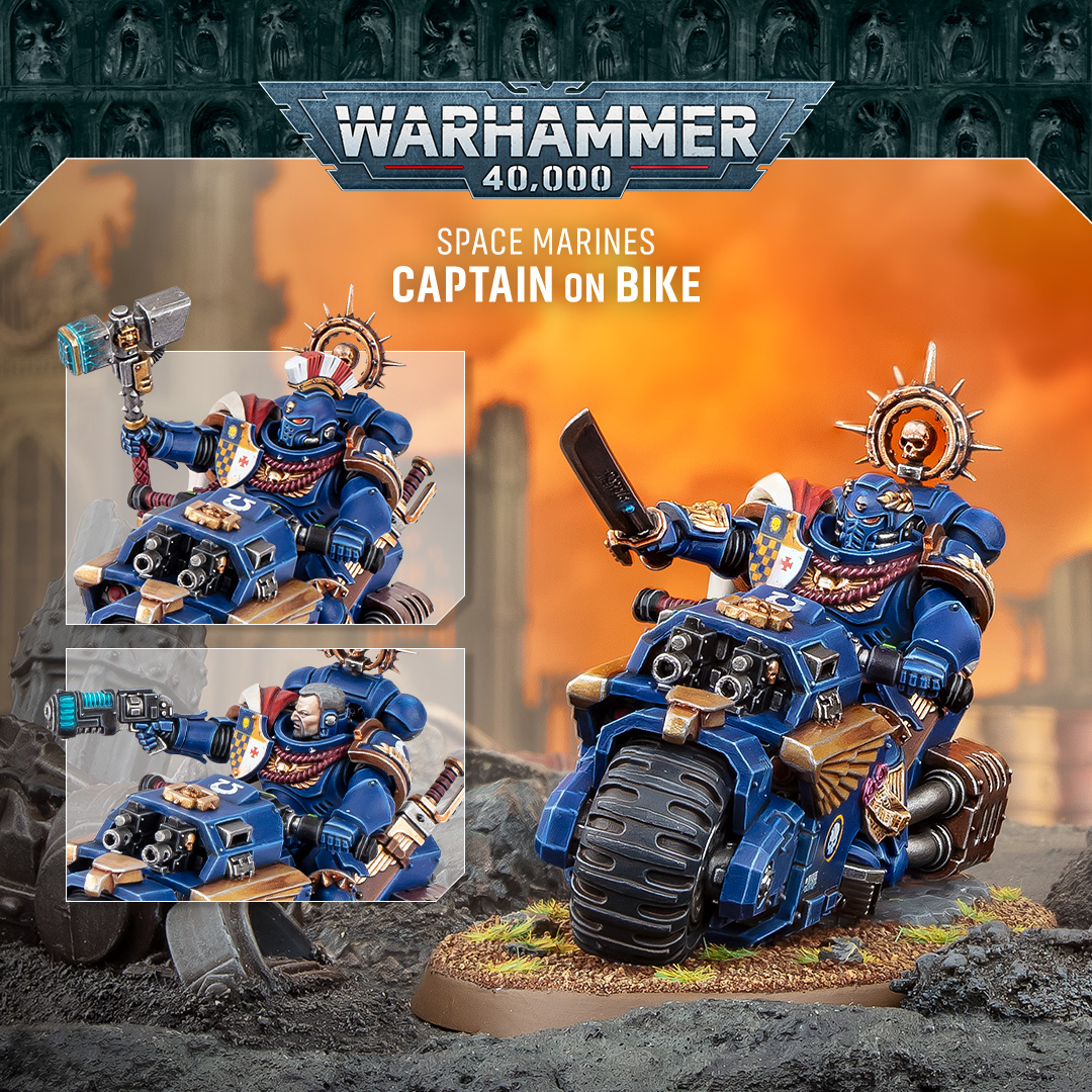 opciones de armas del Capitán en moto Ultramarines
